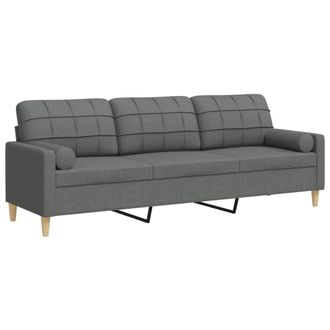 vidaXL Vidaxl - Divano A 3 Posti Con Cuscini Grigio Scuro 210 Cm In Tessuto
