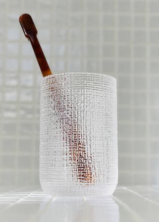 Mango Bicchiere spazzolino da denti vetro inciso nero - Home - Taglia unica - MANGO HOME