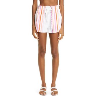 Lemlem Eshe Stripe Cotton Blend Shorts in Pink at Nordstrom Rack, Size Large