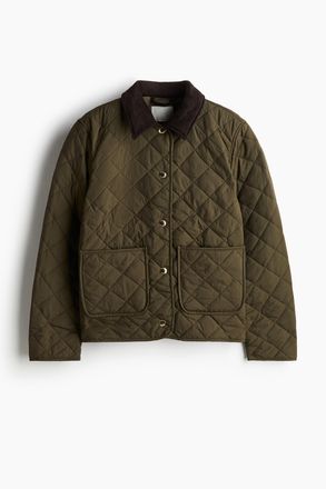 H&M Steppjacke mit Cordkragen - Green