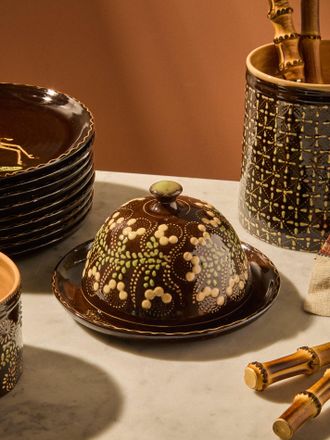 Poterie d'&Eacute;vires Flowers Hand-Painted Ceramic Butter Dish