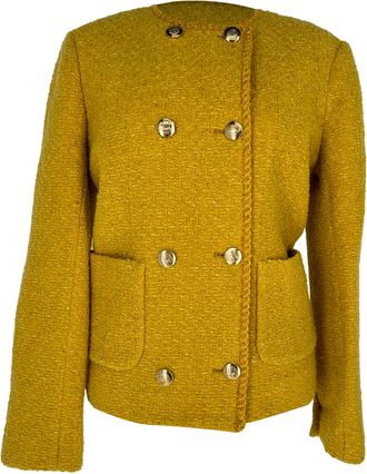 BA&SH Ba & Sh Joe Double-Breasted Tweed Blazer in Yellow Wool