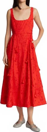 Munthe Fronia Floral Accent Midi Dress In Red