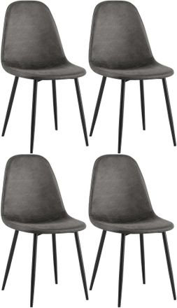 Clp Conjunto De 4 Sillas De Comedor Napier Negro Simil Cuero