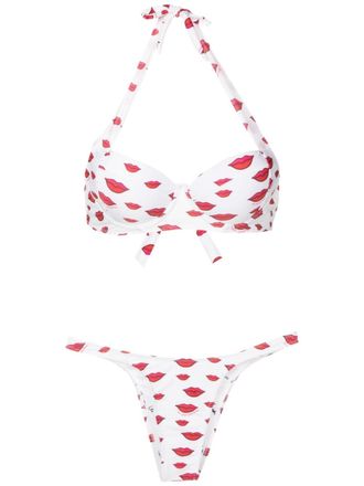 Amir Slama Bikini met logoprint - Wit