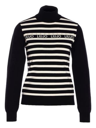 Liu Jo pearl-embellished striped sweater - Black