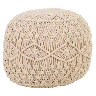 Wanderlust Deco Puff de algod&oacute;n trenzado color crema 50x50x30