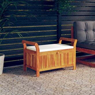 vidaXL Vidaxl - Banco Almacenaje Jard&iacute;n Con Coj&iacute;n Madera Maciza De Acacia 91 Cm