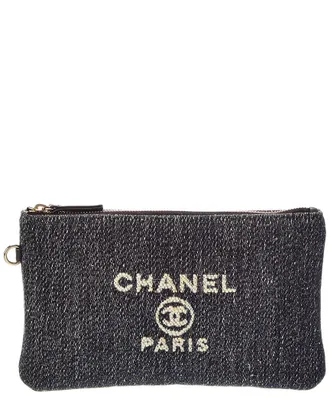 Chanel Dark Blue Denim Denim Small Deauville Zipped Pouch (Authentic Pre- Loved)