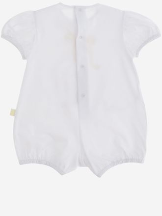 Il Gufo Stretch Cotton Puff-Sleeve Bodysuit - White