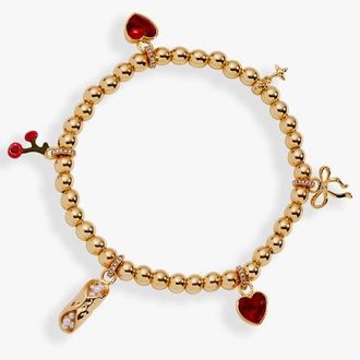 Alex and Ani There Cannoli Be You Bow & Heart Beaded Charm Stretch Bracelet in Gold at Nordstrom
