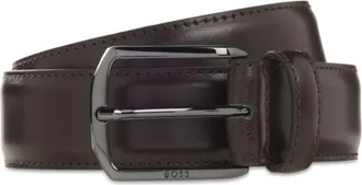 BOSS Leather belt with silver-tone hardware and Double B