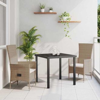 vidaXL Conjunto De Comedor De Jard&iacute;n 3 Pcs Beige Rat&aacute;n Sint&eacute;tico Vidaxl
