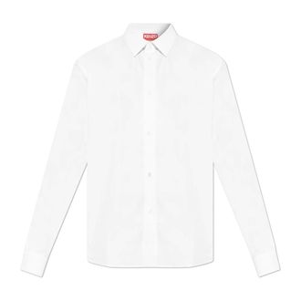 Kenzo Formal Shirts, male, White, Size: 2XL Casual Shirt in Cotton Poplin