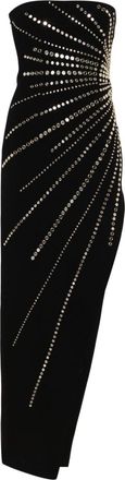 Nissa mirrored-studs asymmetric maxi dress - women - Viscose/Polyester/Spandex/Elastane/Polyester/Viscose/Spandex/Elastane/glass/Metal - 36 - Black