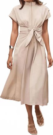 Joseph Ribkoff Zip Up Tie Waist Midi Fit And Flare Dress In Parchment