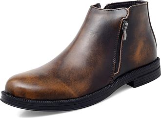 Generic Muyin Chelsea Boots For Men Double Side Zip Retro Cowhide Leather Non Slip Wearable Anti-slip Waterproof Slip On Work (Color : Brown, Size : 6.5 UK)