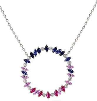 Lark & Berry sterling silver Rainbow Veto Scarlet multi-stone necklace - women - Lab Grown Diamond/Sapphire/Ruby/White Rhodium Plated Sterling Si