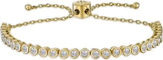 The Diamond Store Adjustable Lab Diamond Rubover Tennis Bracelet 1.00ct in 18K Gold Vermeil