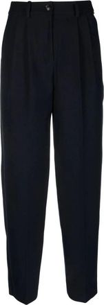 Tommy Hilfiger Taps toelopende geplooide broek - Dames - Straight fit broeken - Blauw - S - Polyester - Broeken