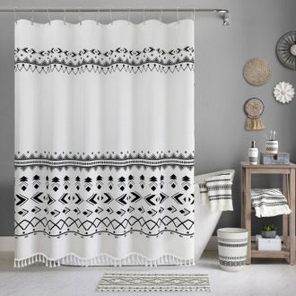 OEM Cortina De Ducha De 180 X 180 Cm, Cortina De Ducha Blanca Bohemia, Cortina De Ducha De Poli&eacute;ster Estampada E Impermeable -crezuo