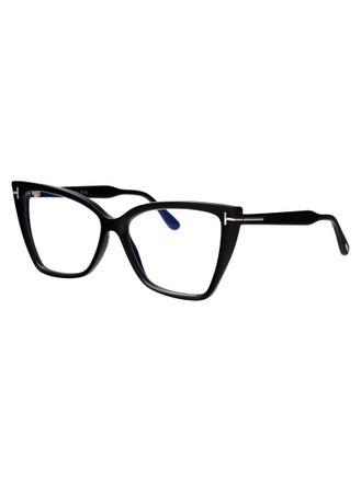 Tom Ford FT5844-B Injected Black Cat-Eye Eyeglasses - Black
