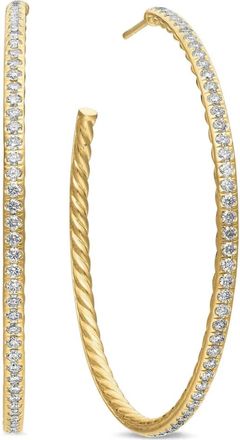 David Yurman 18kt yellow gold pavé diamond hoop earrings (50.3mm) - women - 18kt Yellow Gold/Diamond - One Size