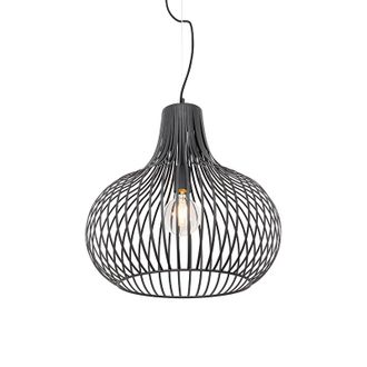 QAZQA Qazqa Moderno L&aacute;mpara Colgante Moderna Negra 48 Cm - Saffira Aluminio Redonda Adecuado Para Led Max. 1 X 40 Watt