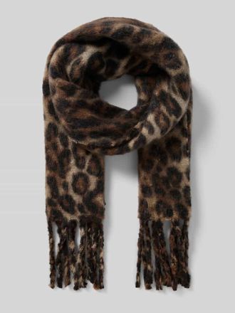 Monari Schal mit Allover-Animal-Print Modell Flausch in Dunkelbraun, Gr&ouml;&szlig;e 1