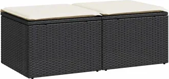vidaXL Set Divani Da Giardino Con Cuscini 2 Pz Nero Polyrattan Acacia - Vidaxl
