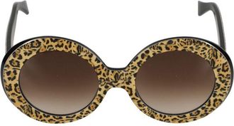 K&agrave;dor Audrey Leopard Print Bold Round Sunglasses