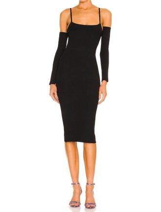 Alice & Olivia Convertible Ribbed Knit Midi Dress In Black