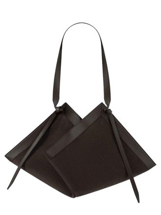 Yuzefi Wonton Geometric Origami-Inspired Leather Shoulder Bag