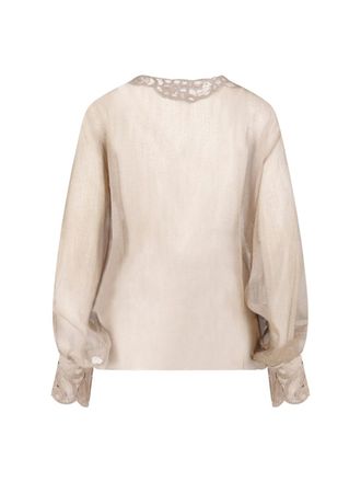 Ermanno Scervino Womens Shirts Beige Silk