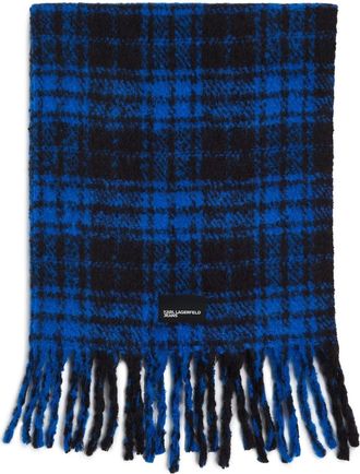 Karl Lagerfeld checked knitted scarf - women - Polyester/Acrylic - One Size - Blue