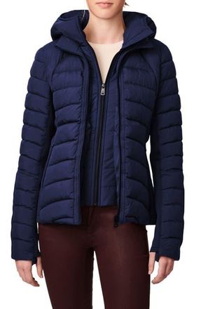 Bernardo Hooded Quilted Water Repellent Jacket in Night Shadow at Nordstrom, Size Large