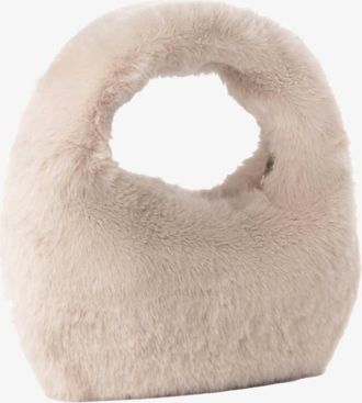 LaMarque Womens Alix Mini Faux Fur Hobo Bag In Oat