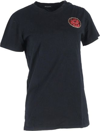 Balmain Balmain T-shirt met geborduurde patch in zwart katoen