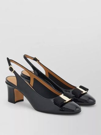 Ferragamo leather slingback pumps low block heel