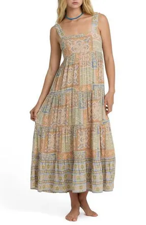 Billabong All Good Print Tiered Maxi Dress in Twilight Blue at Nordstrom Rack, Size X-Small