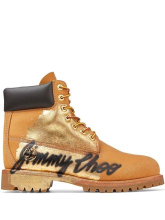 Jimmy Choo London Enkellaarzen met verf-effect - Bruin