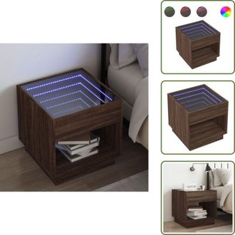 vidaXL Comodino in legno multistrato - vidaXL Comodino con LED Infinity Rovere Marrone 50x50x50 cm - Comodino con specchio