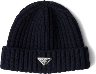 Prada Berretto con logo - Blu