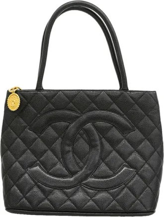 Chanel Black Grained Calfskin Tote Bag (Pre-Owned)