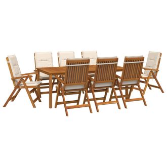 vidaXL Conjunto De Comedor De Jard&iacute;n De 9 Piezas Natural Vidaxl
