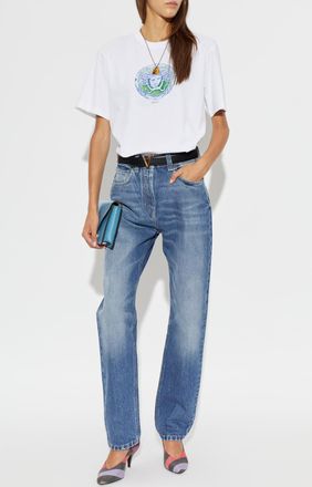 Versace Cotton T-shirt With Print, Womens, White