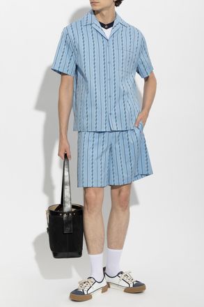 Versace Shirt With Greek Pattern, Mens, Blue