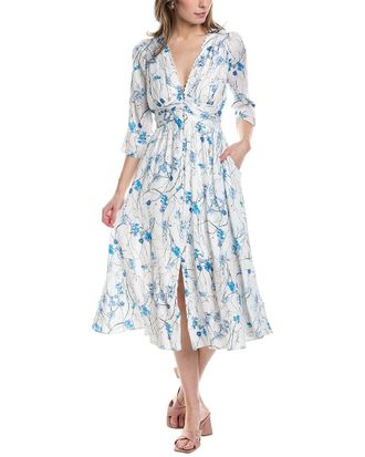 Marchesa Carnation Sateen Midi Dress