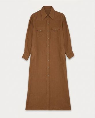 Fortela Arley Linen Shirt Dress in Brown at Nordstrom, Size 40 Eu