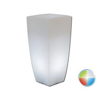 Monacis Vaso Stilo Square Top Bright Led Multicolor Con Bater&iacute;a Y Solar En Pol&iacute;mero Monacis - 40 X 40 X 90 Cm